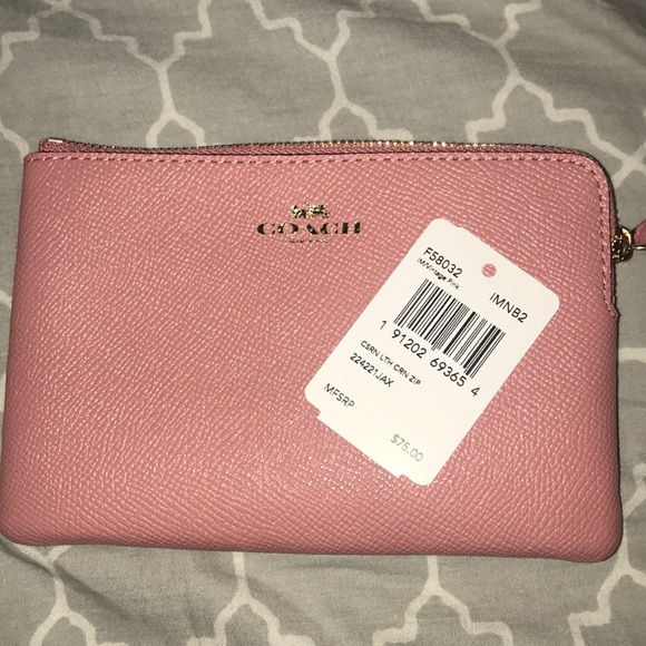 Coach Handbags - Pink corner zip coach wristlet